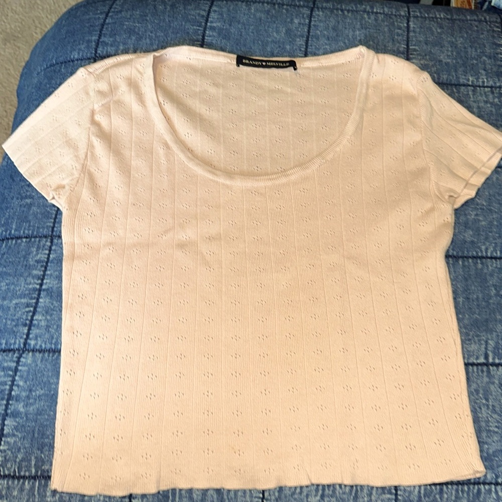 Brandy Melville peach color, knit t- shirt